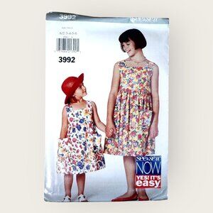 Vintage 1990s Butterick See & Sew Sewing Pattern 3992 Girls Dress Size 2-6 Uncut